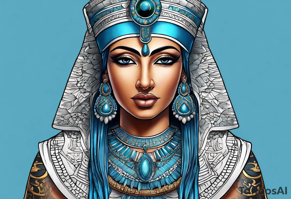 Isis egypt god, light blue tattoo idea