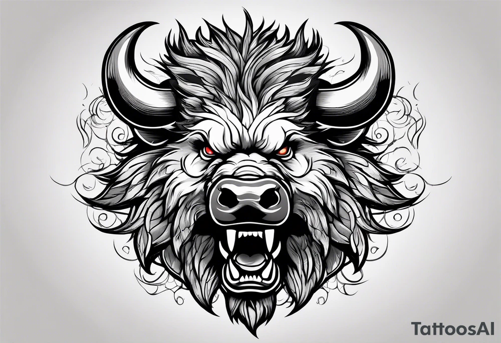face angry boar tattoo idea