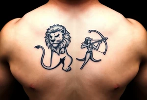 Leo zodiac sign and Sagittarius together tattoo idea