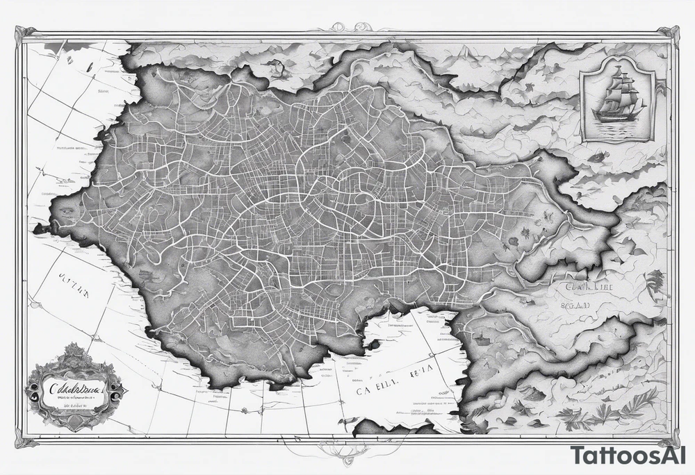 Outline of the Calabria map tattoo idea