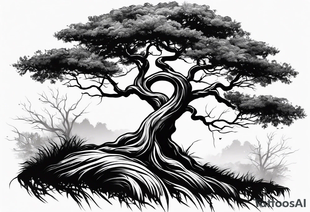 A tree with roots spreading out, symbolizing strength and grounding tattoo idea A tree with roots spreading out, symbolizing strength and grounding tattoo idea