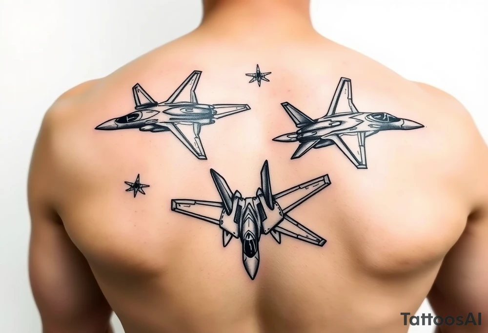 powerful majestic F22 Raptor jets all over the arm tattoo idea