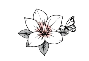 Magnolia flower, butterfly tattoo idea