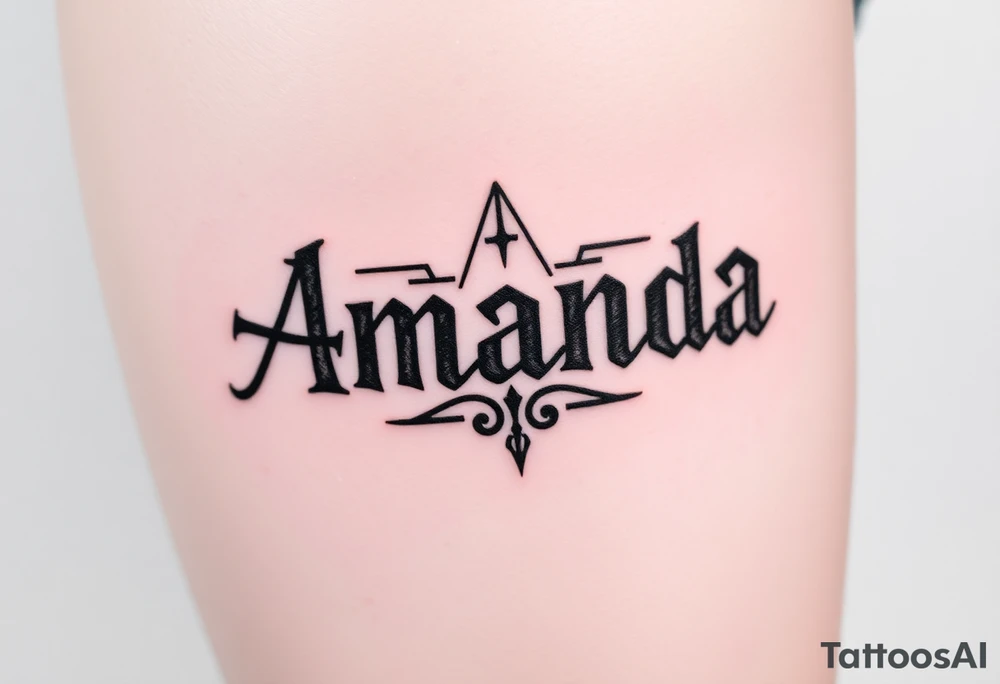 Name Amanda with Harry Potter theme tattoo idea