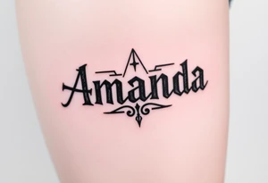 Name Amanda with Harry Potter theme tattoo idea