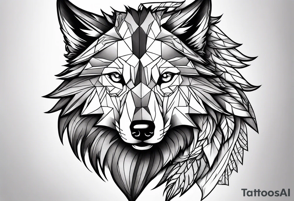 half wolf half eagle tattoo idea