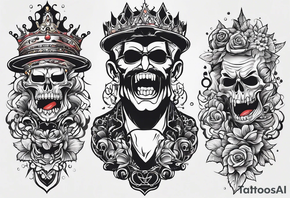 neck tattoo stencil about pain and struggle in new school or polka trash style tattoo idea