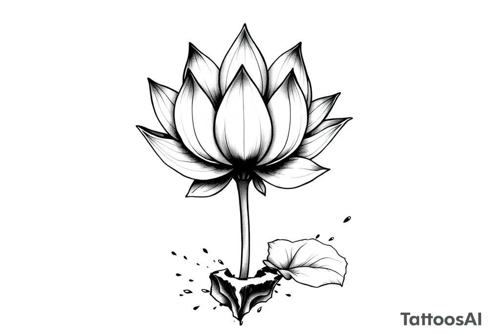 Lotus Flower Rising from Broken Concrete tattoo idea