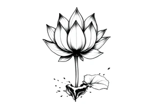 Lotus Flower Rising from Broken Concrete tattoo idea
