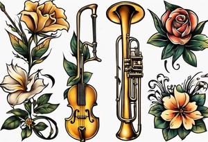trombone growing flowers tattoo idea
