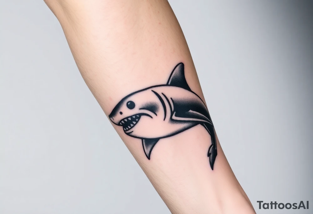 Masculine strong shark flowing forward in water tattoo idea