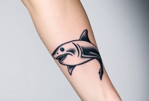 Masculine strong shark flowing forward in water tattoo idea