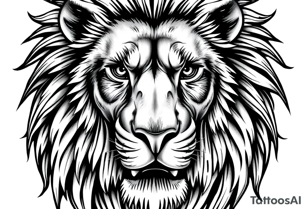 powerful majestic lion with Czech theme tattoo idea