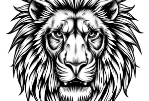powerful majestic lion with Czech theme tattoo idea