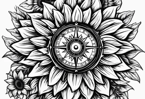 Sunflower and a compass, with the words "To Thine Own Self Be True" tattoo idea