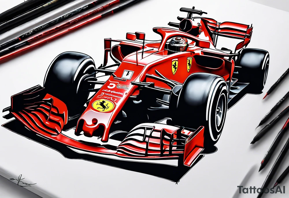 Formula 1 helment ferrari leclerc tattoo idea