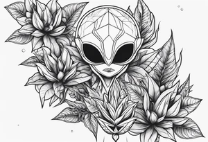 Weed buds aliens tattoo idea