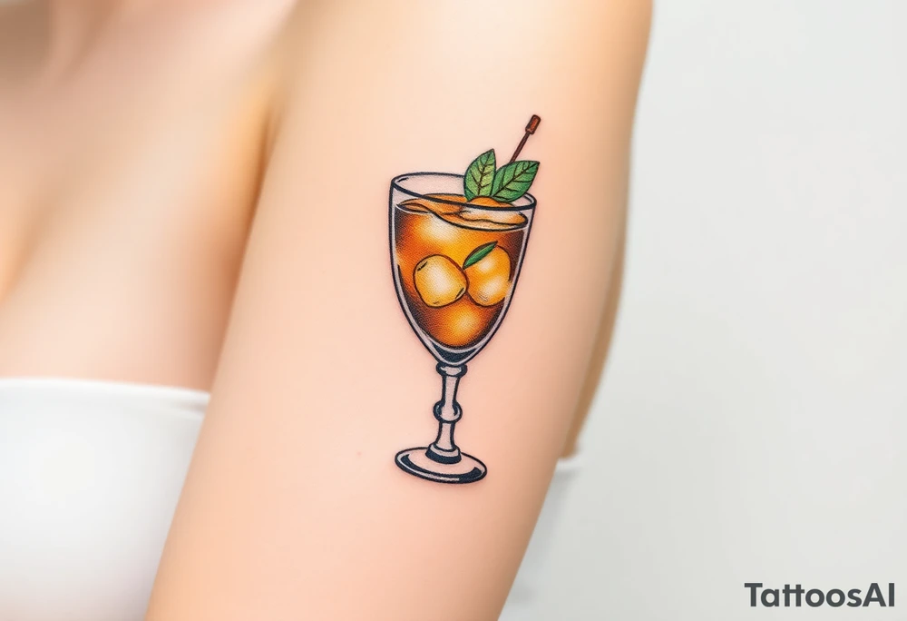 a caribbean maitai cocktail in a rocks glass tattoo idea
