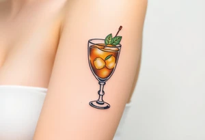 a caribbean maitai cocktail in a rocks glass tattoo idea