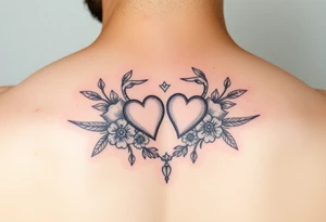 Virgo and Scorpio combination banner's hearts and flowers tattoo idea