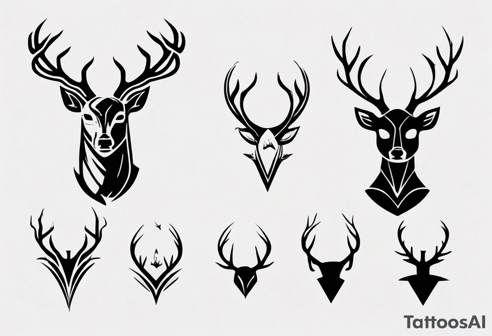 Very simple deer's head and the within the antlers are the letters "M" and "S" tattoo idea