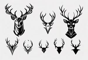 Very simple deer's head and the within the antlers are the letters "M" and "S" tattoo idea