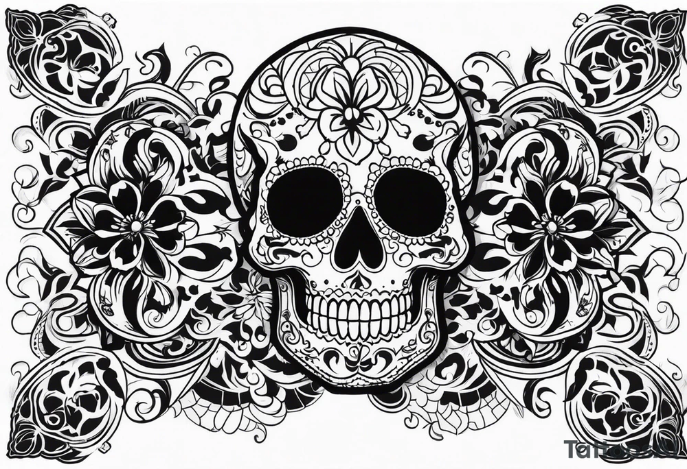 Day of dead skull with smoke around it tattoo idea