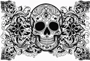 Day of dead skull with smoke around it tattoo idea