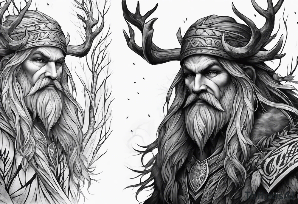 Leshy with birch bark skin tattoo idea