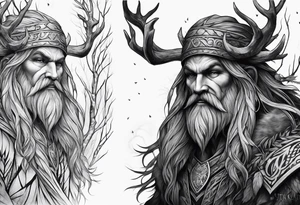 Leshy with birch bark skin tattoo idea