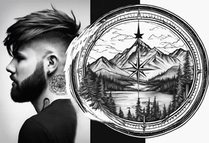 Homesick album by A Day to Remember, but with a mountain and a compass tattoo idea