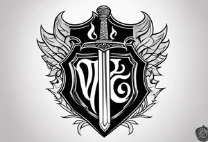 Valhalla shield sword stairs fire tattoo idea