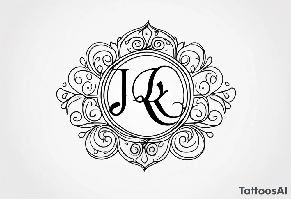J and R initials cute and small and swirly tattoo idea