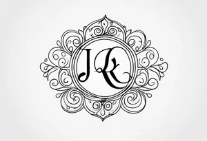 J and R initials cute and small and swirly tattoo idea