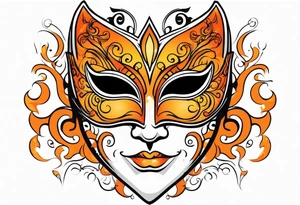 Male masquerade mask with orange smoke tattoo idea
