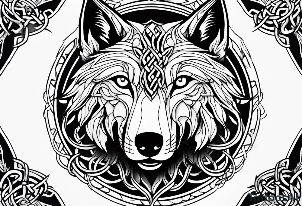 Celtic wolf tattoo idea