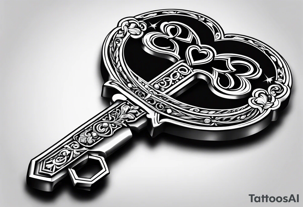 Heart shaped antique key tattoo idea