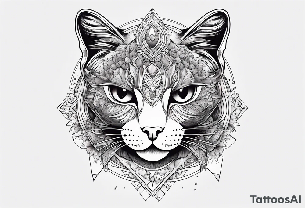 Cat with 8 eyes tattoo idea