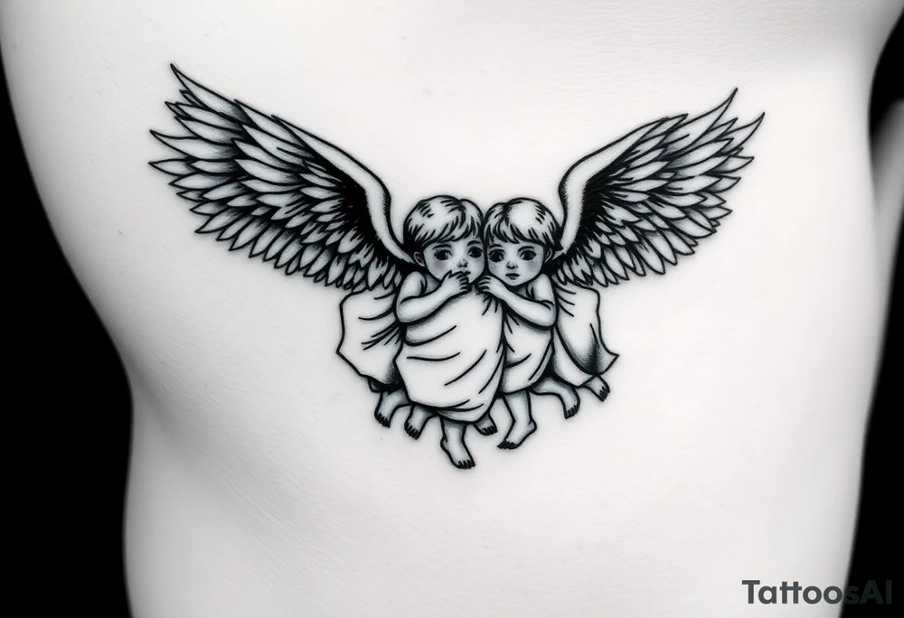 Tatoo down side to thigh, something with angels and 7 kids tattoo idea