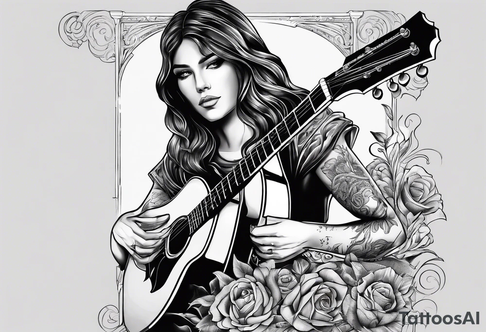 Armor of God with guitar tattoo idea