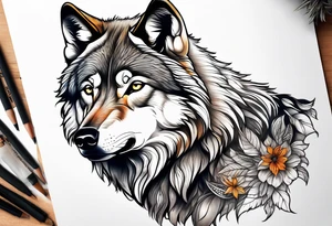 Grey wolf tattoo idea