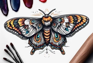 Moth flying near a campfire tattoo idea