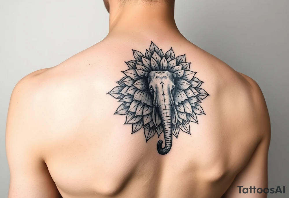 Elephant flowers mandala soft  on the arm tattoo idea