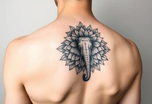 Elephant flowers mandala soft  on the arm tattoo idea