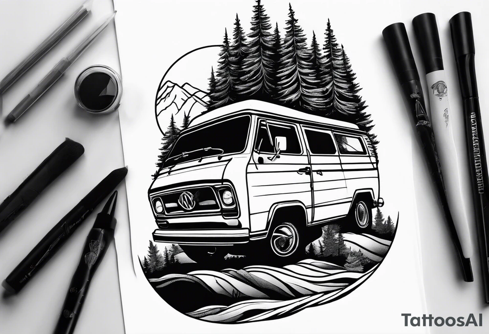 Tree mountain van tattoo idea