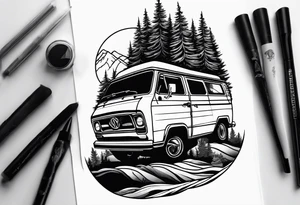Tree mountain van tattoo idea