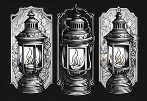 vintage lantern with a burning snake inside tattoo idea