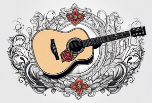 Full Acoustic guitar design tattoo idea