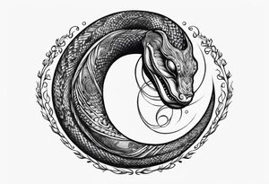 snake wrapped around a crescent moon tattoo idea
