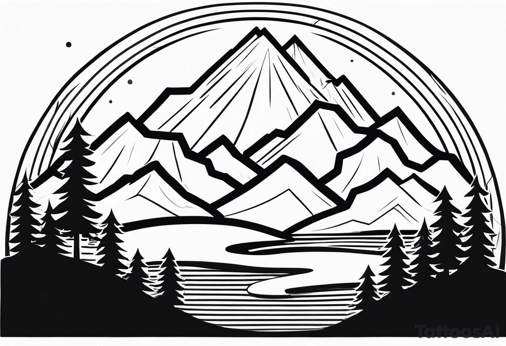 Simplified one of a single mountain tattoo idea